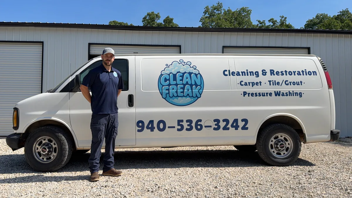 Cutler Polk, owner of Clean Freak, with the branded service van