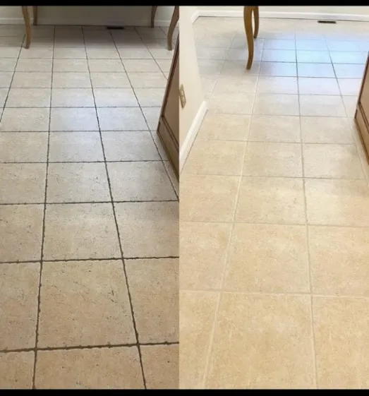 Grout color seal before and after in Wichita Falls, TX — grout lines brightened and sealed