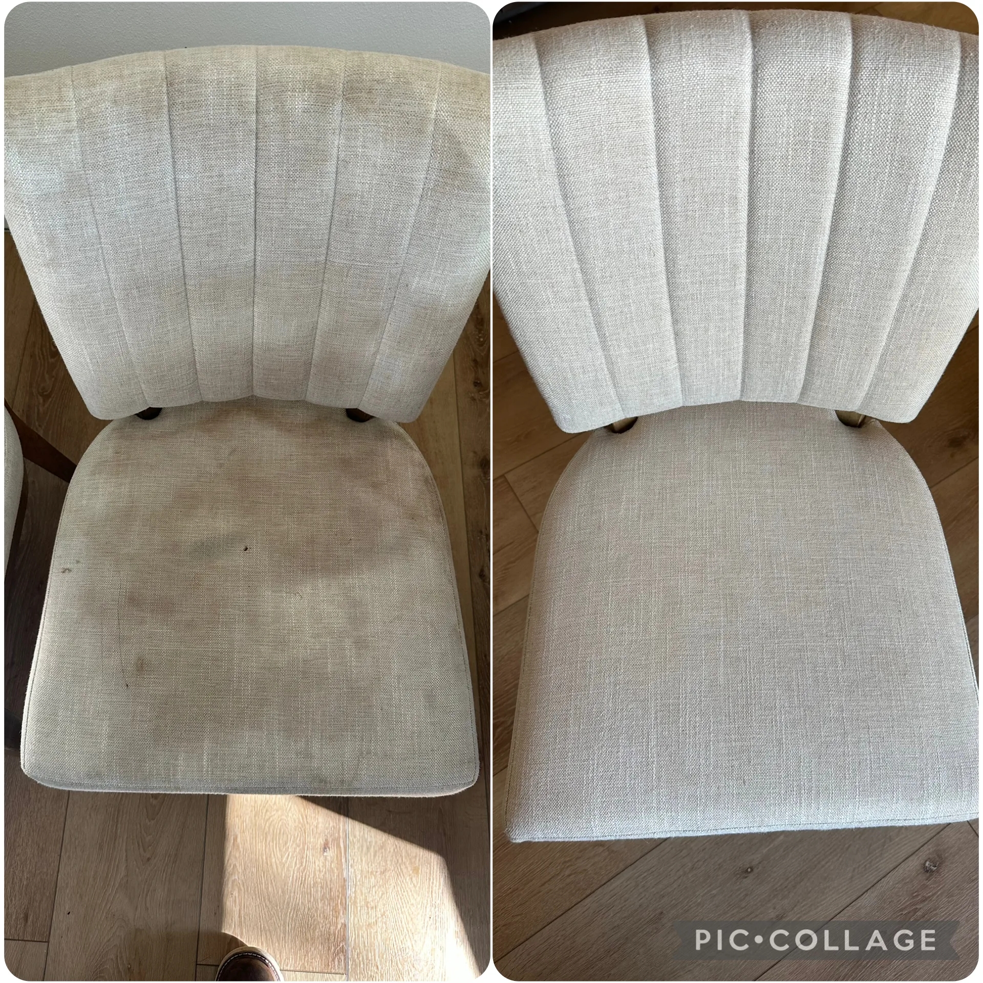 Upholstered dining chair cleaning before and after